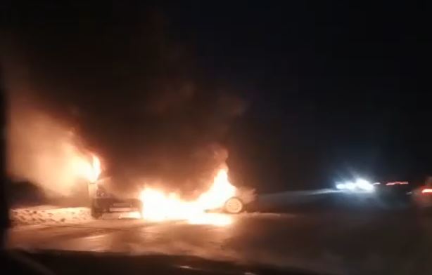 Две машины загорелись после ДТП в районе выезда из Нижнего Новгорода