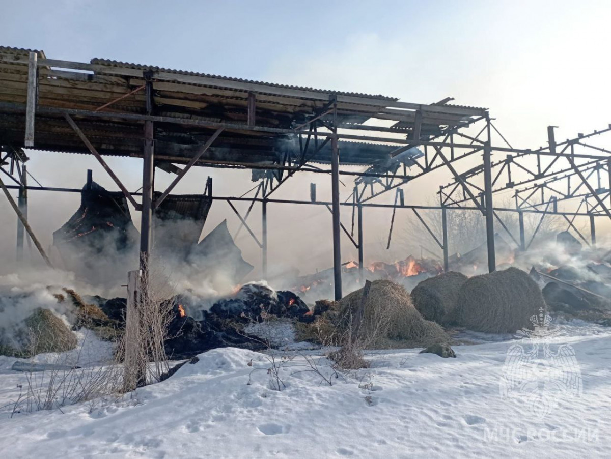 Крупное возгорание сена ликвидировали в Пильнинском округе